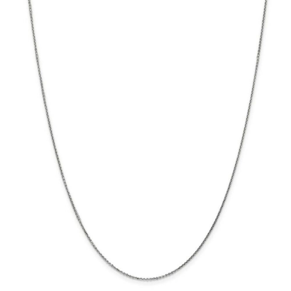1mm 10k White Gold Solid Diamond Cut Cable Chain Necklace, 24 Inch